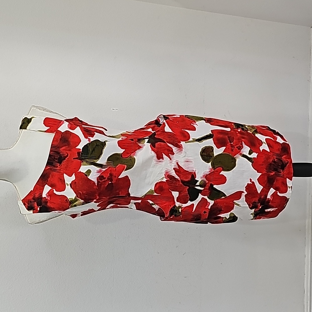 Nine West Womens Sleeveless Floral Mini Dress Size 8  Red white green